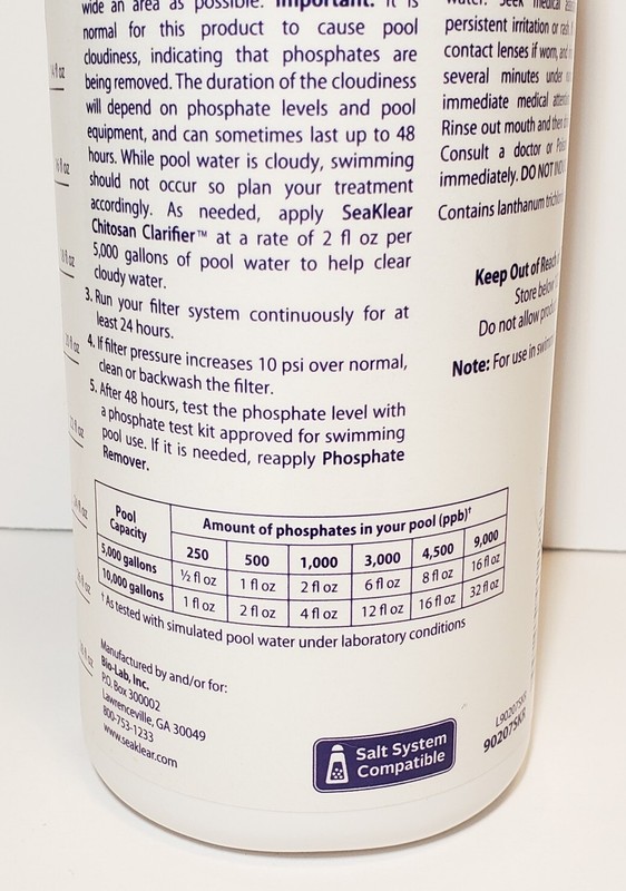 SeaKlear Phosphate Remover For Residential & Commercial Pools 90207SKR - 1 QUART gallery