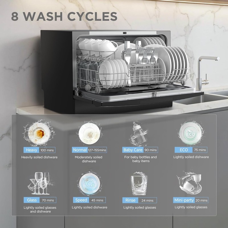 COMFEE’ Countertop Dishwasher, Energy Star Portable Dishwasher, 6 Place Settings gallery