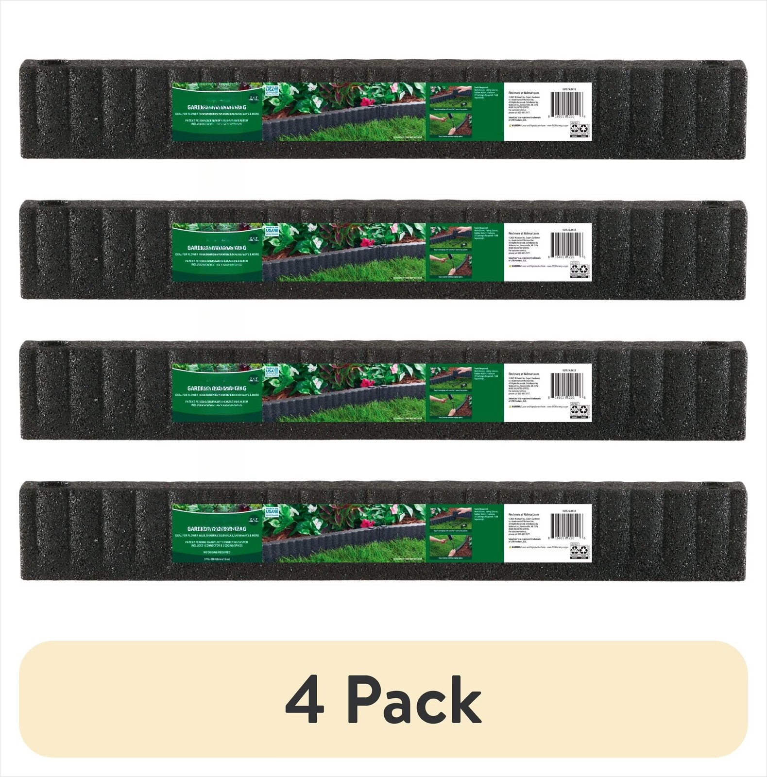 (4 pack) 2' x 3" Black Recycled Rubber Garden Border Landscape Edging new gallery