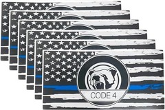 6pcs Thin Blue line Flag Code 4 Car Sticker Decal, Police Support American Flag