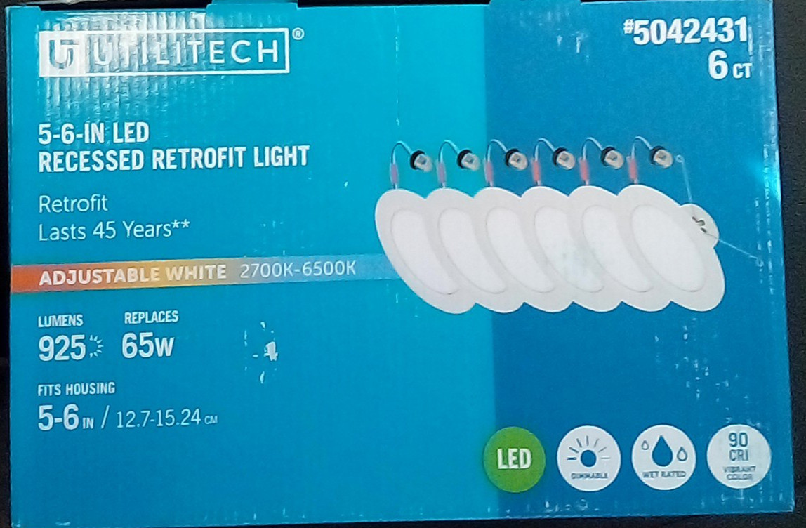 Utilitech 5-6-inch Led Recessed Retrofit Light #5042431 6 Pack gallery