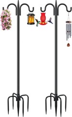 2-Pack Adjustable Double Shepherd’s Hooks – 92 Inch Wrought Iron Garden Hooks