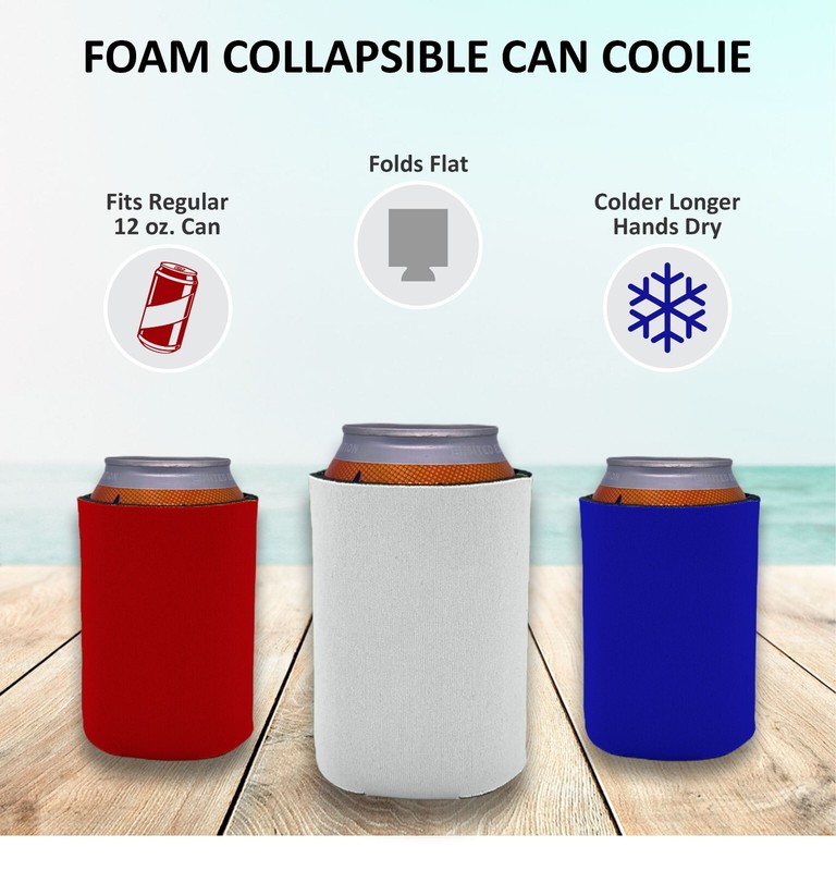 Blank Foam Collapsible Regular Can Coolie; Choose Color and Quantity gallery