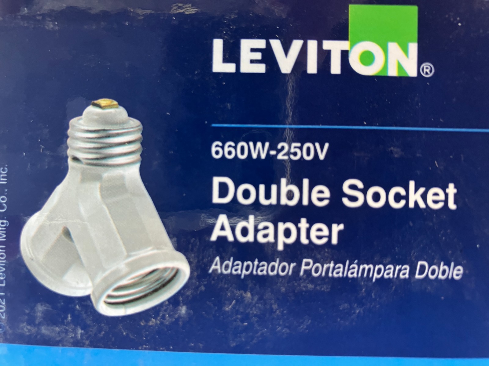 Leviton R52-128-W Double Standard Socket Adapter, 660W-250W, White gallery