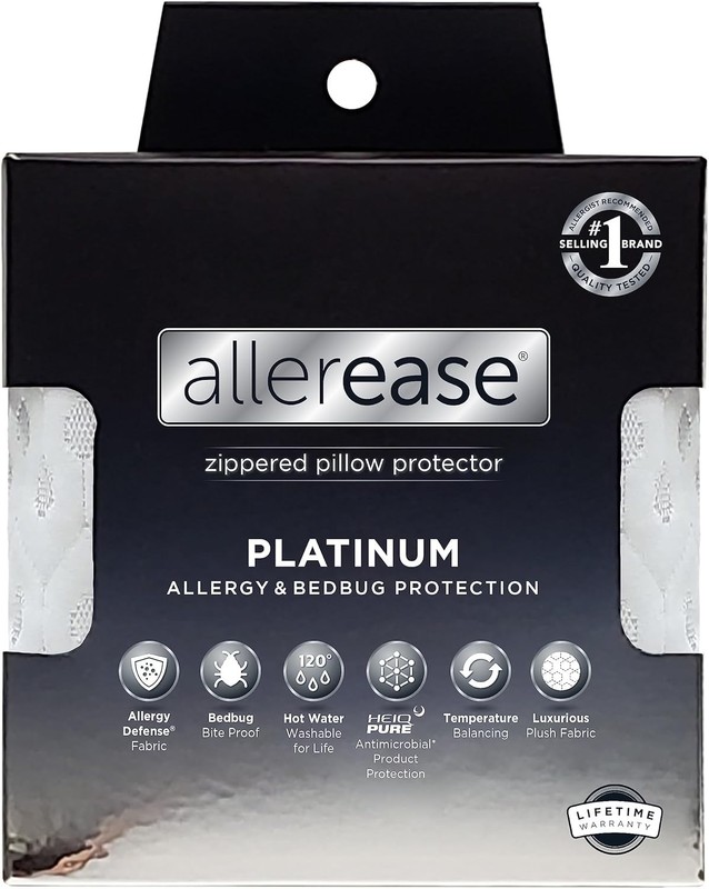 Allergy Bed Pillow Protector Queen Size Breathable Dust Mite Bedbug Proof gallery
