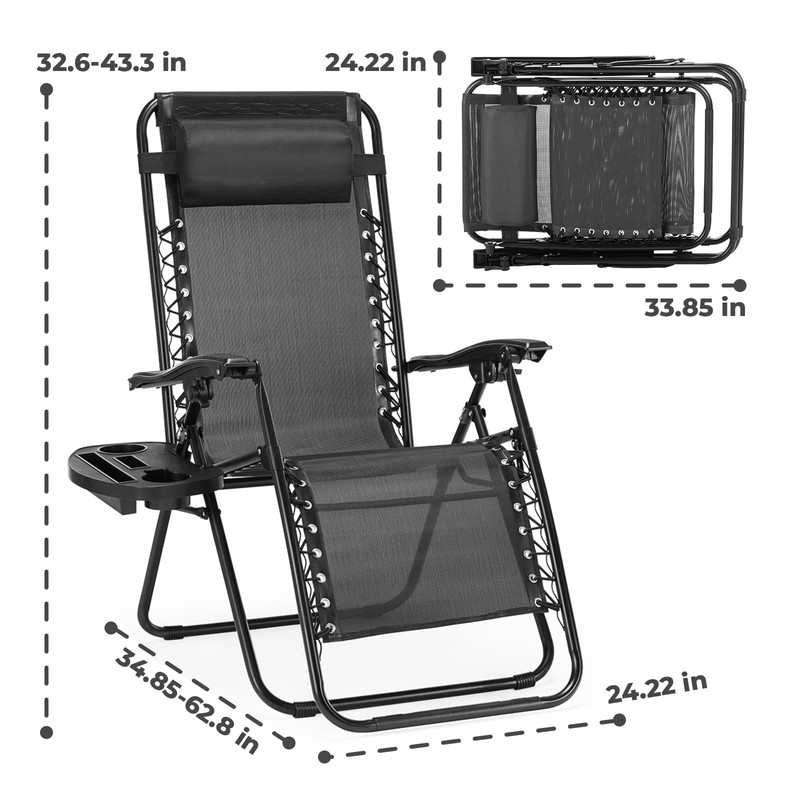 2-Pack Zero Gravity Lounge Chairs,Folding Recliners with Pillow & Cup Holder-M50 gallery