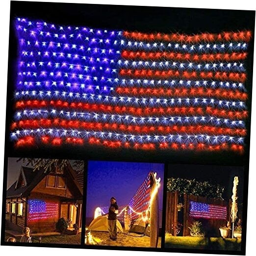 American Flag Lights with 420 Super Bright LEDs,Waterproof Plug in flag light gallery