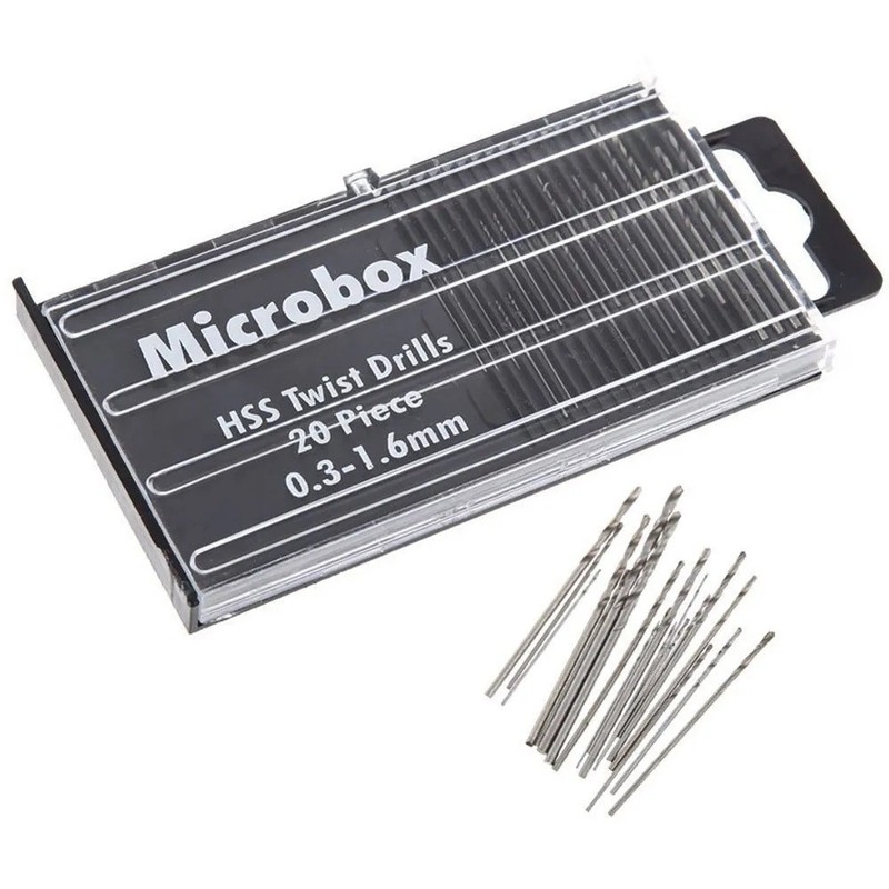 20pc Micro Drill Bit Set Wire Gauge Index #61-80 without Swivel Head Pin Vise gallery