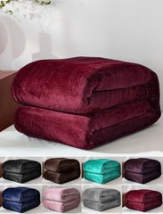 Solid Flannel Throw Plush Cozy Super Soft Bed Blanket: All Sizes Available