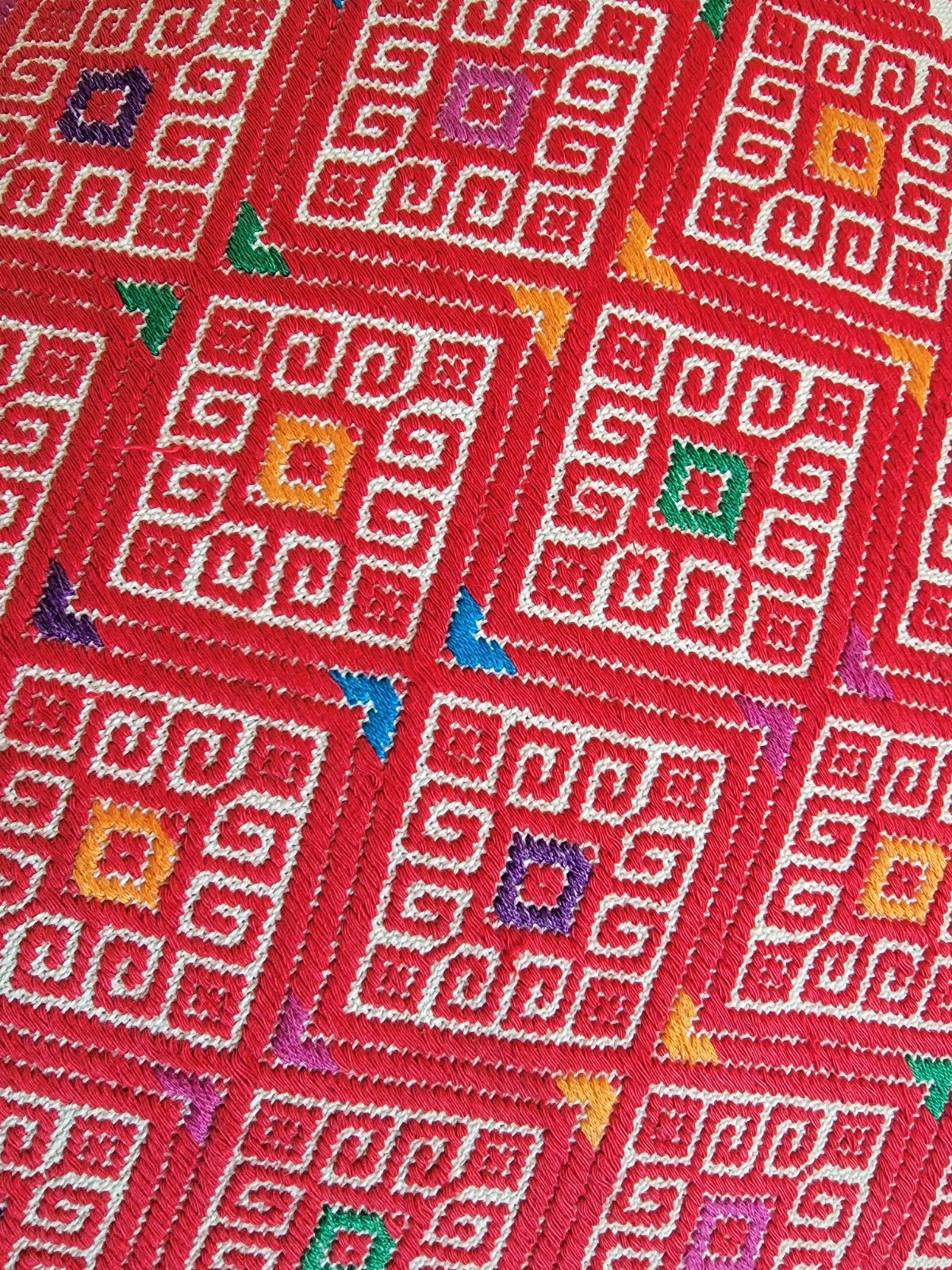 Vintage Hand Loomed COTTON GUATEMALAN Textile PILLOW RED 17" Square gallery