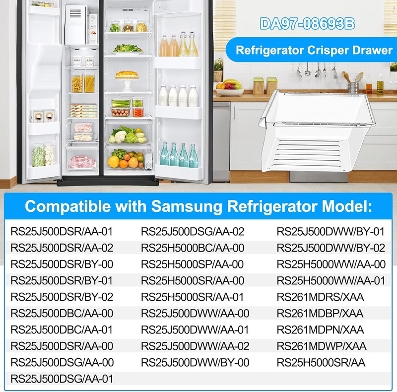 Samsung Refrigerator Crisper Drawer Replacement DA97-08693B - Compatible Parts gallery