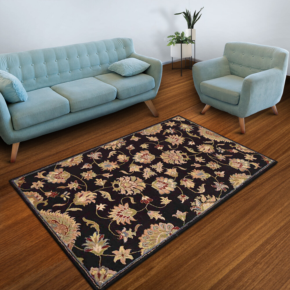 Eco-Friendly Hand Tufted Wool Area Rug Oriental Black BBH Homes BBK00653 gallery