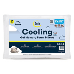 Serta Cooling Gel Memory Foam Pillows 2 Pack Standard Queen Bed Set Support