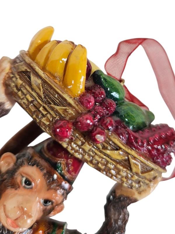 Whimsical Vintage Circus Monkey Acrobat Jester Ornament Trio Resin Holiday Decor gallery