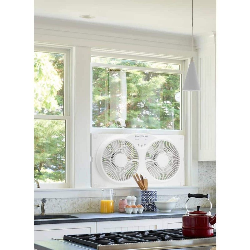 Hampton Bay 9 in. 3-Speed Digital Window Fan with Remote Control in White gallery