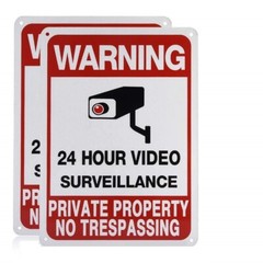 2 Pack Reflective Warning Sign 24 Hour Video Surveillance Sign No Trespassing