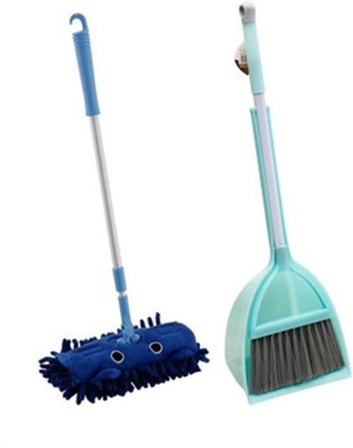 Mini Housekeeping Cleaning Tools Children,3pcs Include Mop,Broom,Dustpan Blue gallery