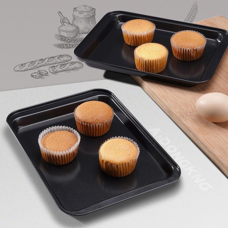 Small Cookie Sheets, Baking Pans, Nonstick Carbon Steel Baking Sheets, 2-Pack, 9 gallery