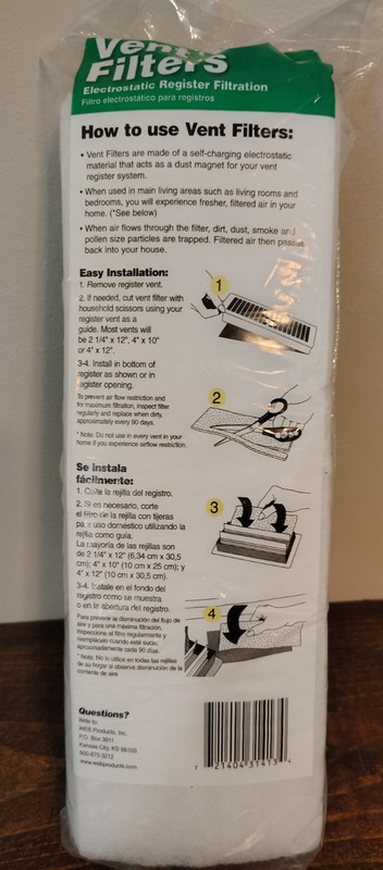 WEB Electrostatic Trim-to-Fit Vent Filters 12 Pack 4x12 in gallery