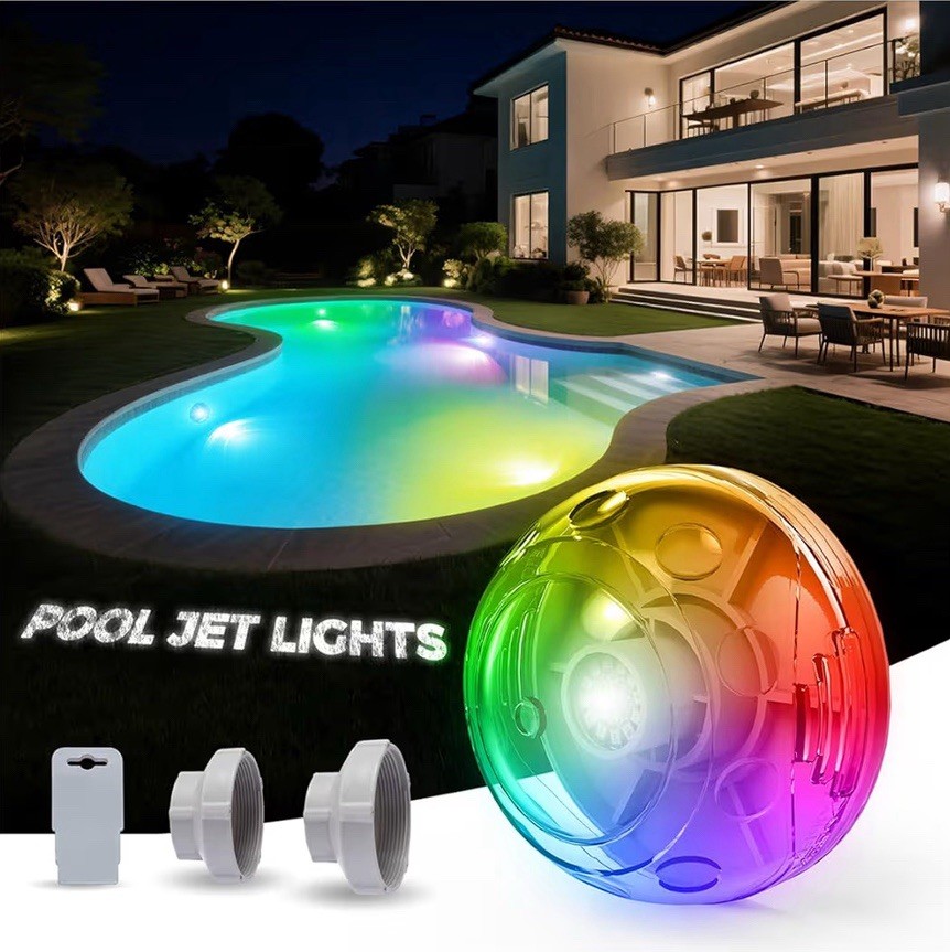 POOL JET LED LIGHT AUTO COLOR CHANGE No Electricity. Easy Installation. NEW NIB gallery