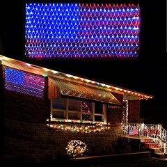 American Flag String Lights, Waterproof 420 LED String Lights, US Flag Plug-In
