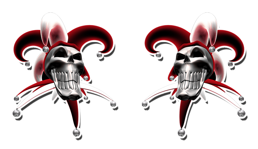 Jester Evil Clowns Sticker Decal Blue Purple Red Yellow Orange Green 5" CLOSED gallery
