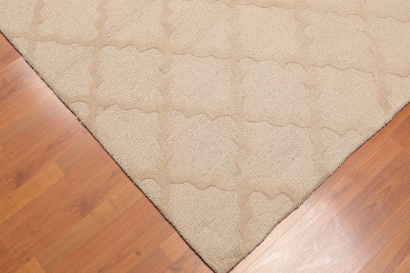 5'4" x 7'6" Handmade 100% Wool Loop & Cut Pile Area Rug Contemporary Beige gallery
