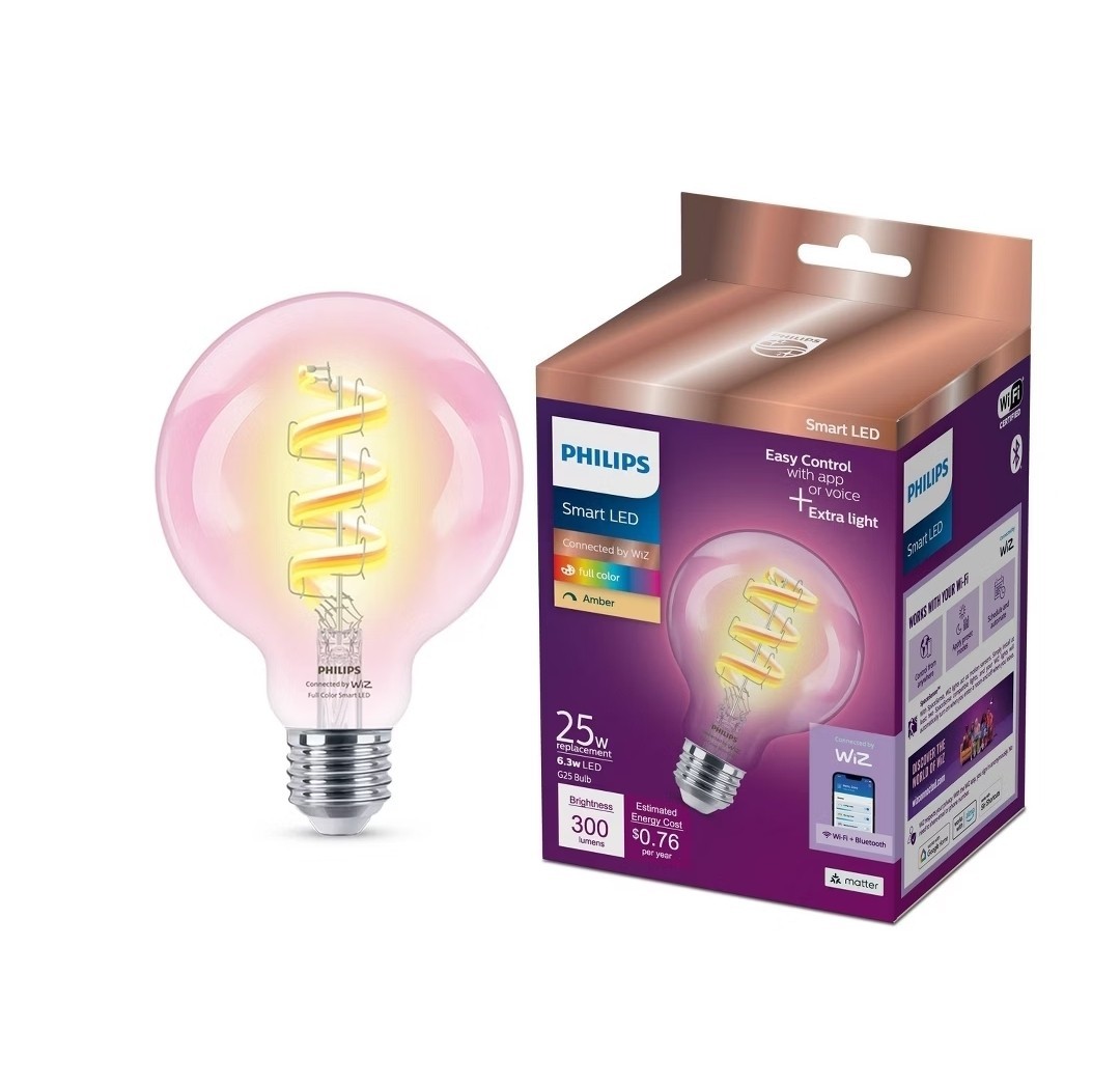 Amber and Full Color G25 25W - Dimmable Smart Wi-Fi WiZ Connected - Vintage LED gallery