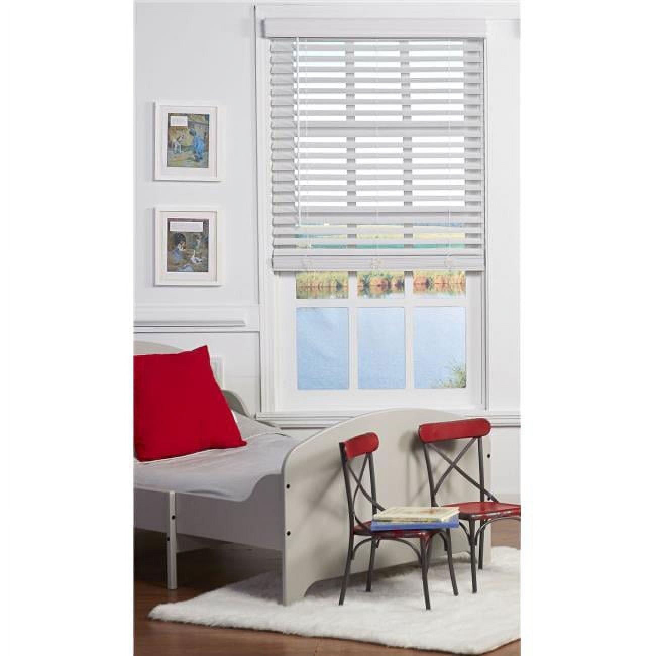 Safe Styles UBJ37X72WT 2 in. Cordless Faux Wood Blind, White - 37 x 72 in. gallery