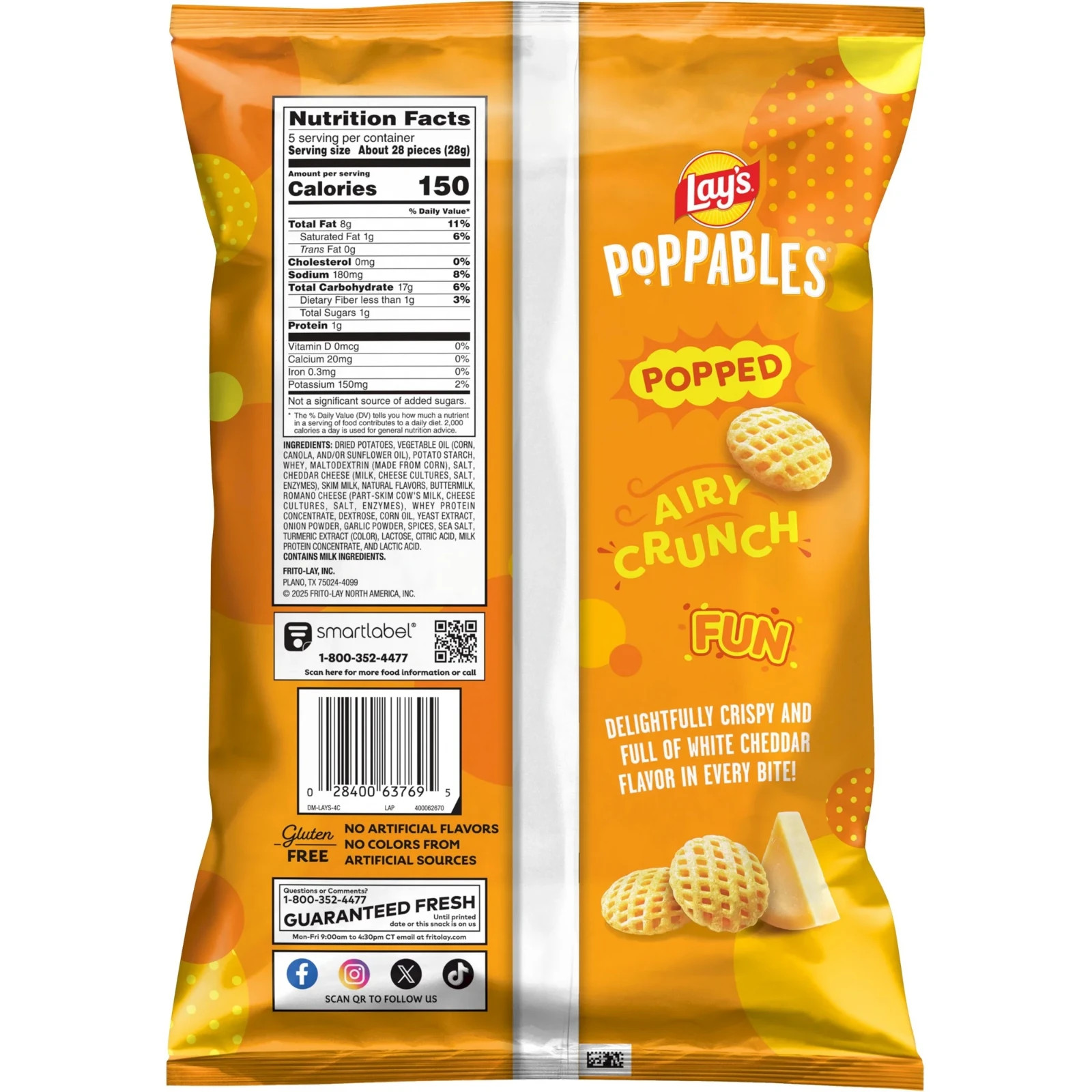 Lay's Poppables White Cheddar Flavored Potato Snack Chips, 5 Oz Bag gallery