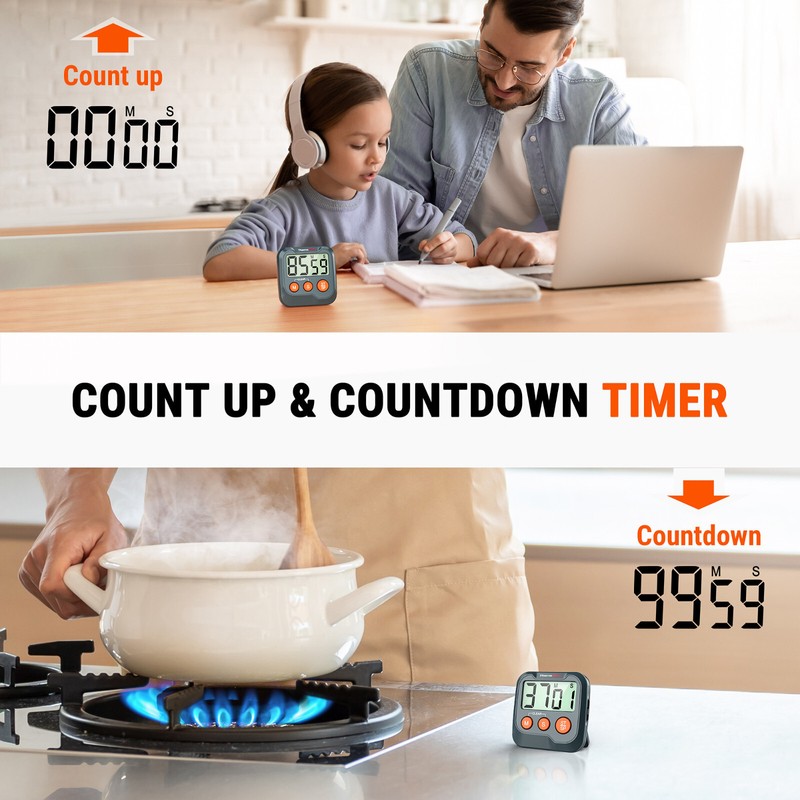 ThermoPro TM03W 2-Pack Digital Timer for Cooking, Countdown Timer Stopwatch gallery