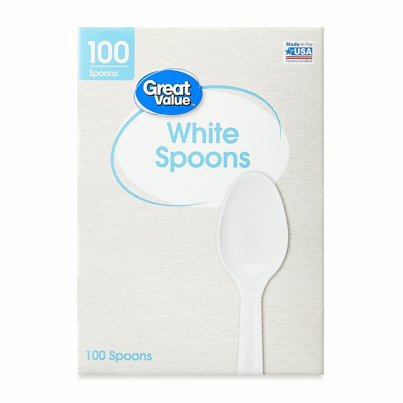 Plastic Basic White Spoons, 100 Count gallery