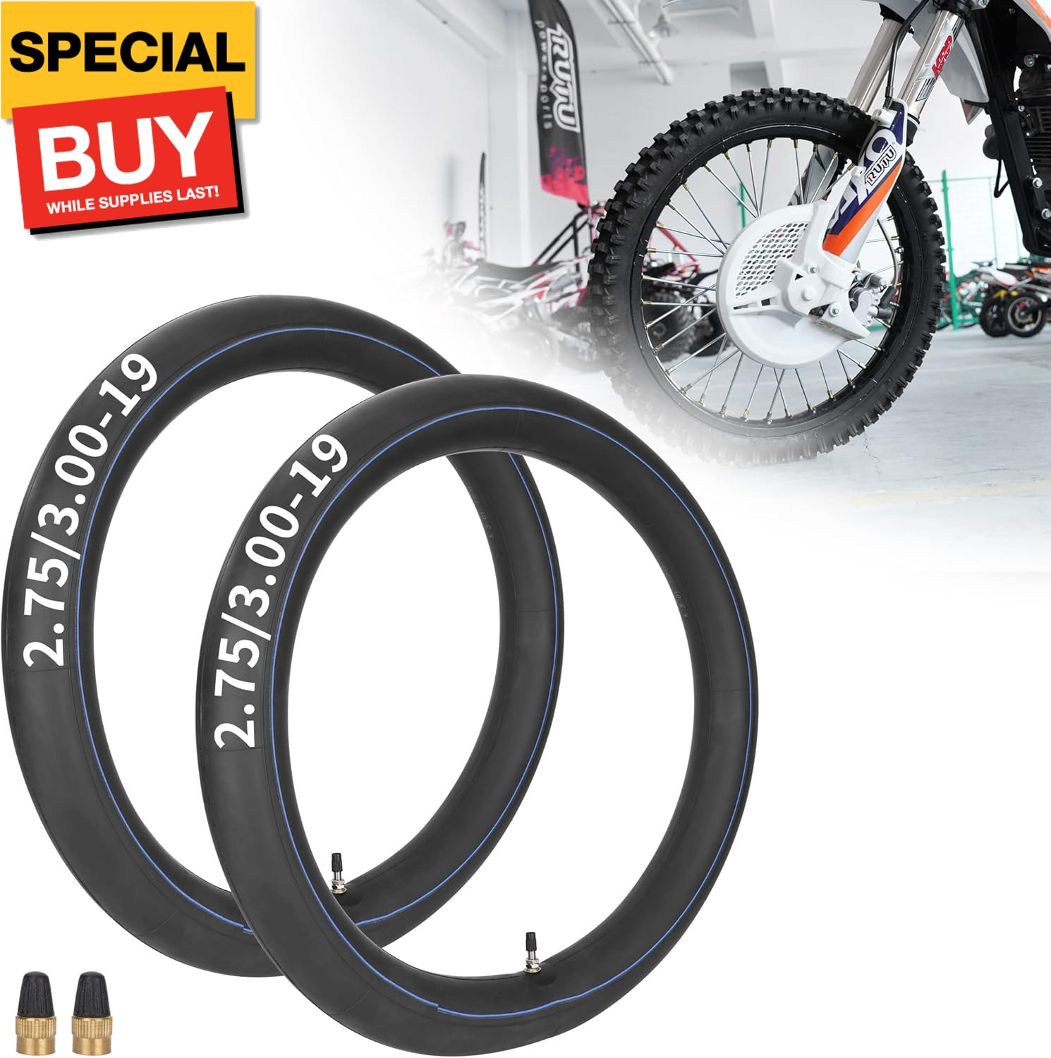 (2-Pack) 2.75/3.00-19 70/100-19 Inner Tube Replacement for CRF KLX TTR125 KX100 gallery