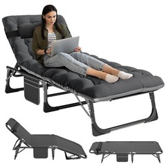Rollaway Folding Bed & Thick Mattress 4 Position Adjustable Cot Chair Recliner