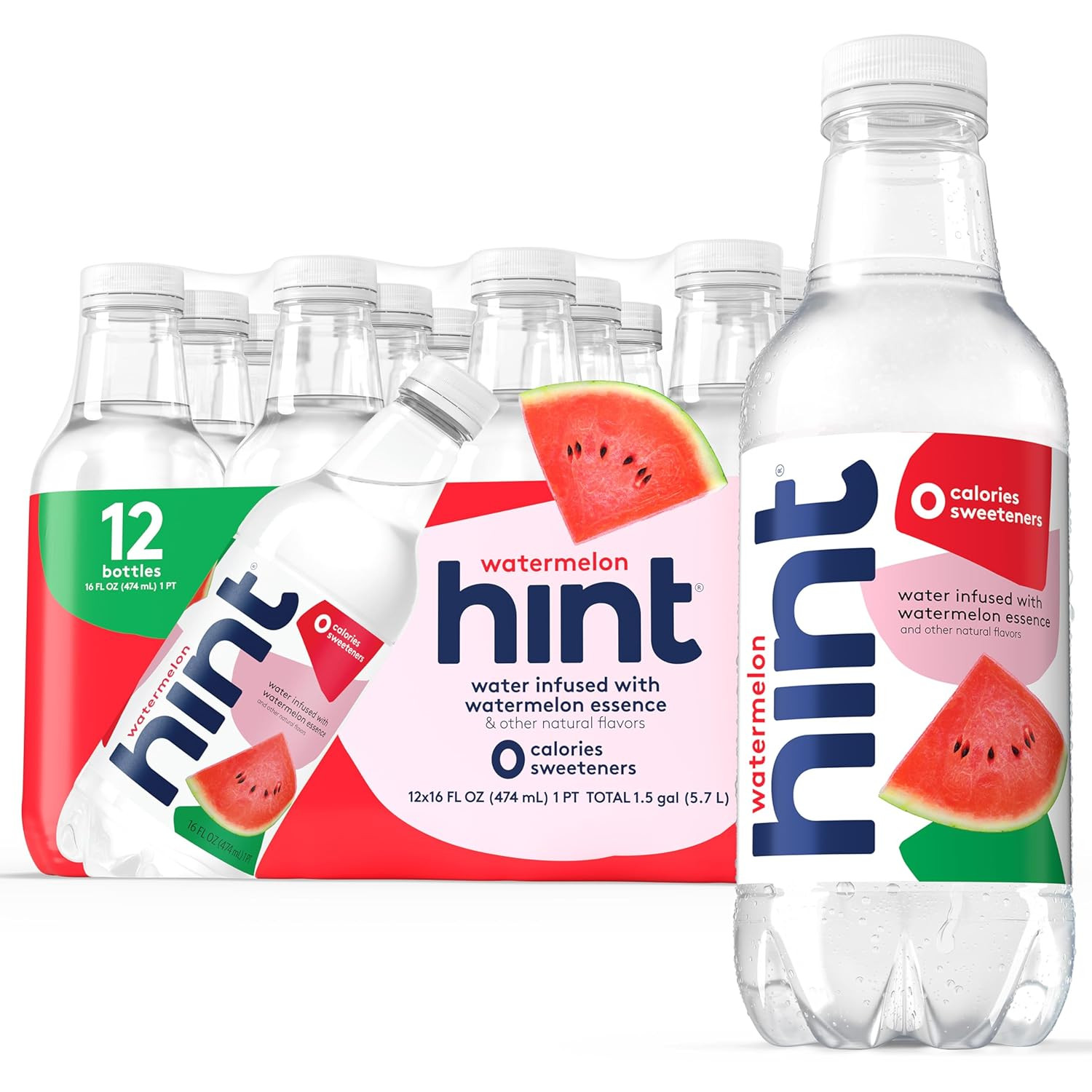 Hint Fruit Infused Water Watermelon, Sugar Free Zero Calories, 16oz 12ct gallery