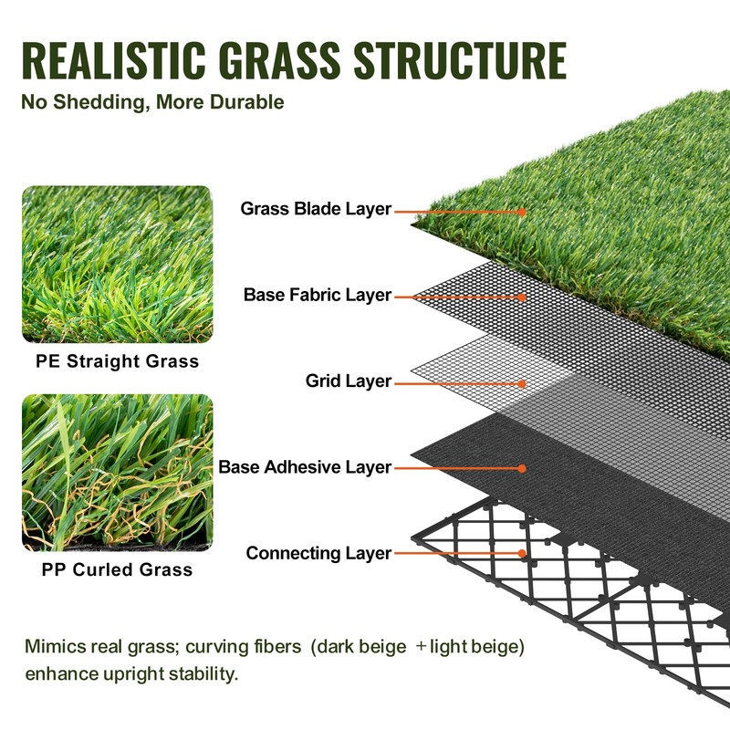 VEVOR 18pc Artificial Grass Turf Tiles 12x12" Mats Synthetic Landscape Fake Lawn gallery