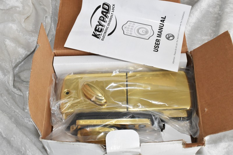 BRASS Front Door DEADBOLT Lock with Lever w/keys Entry Electronic Digital Keypad gallery