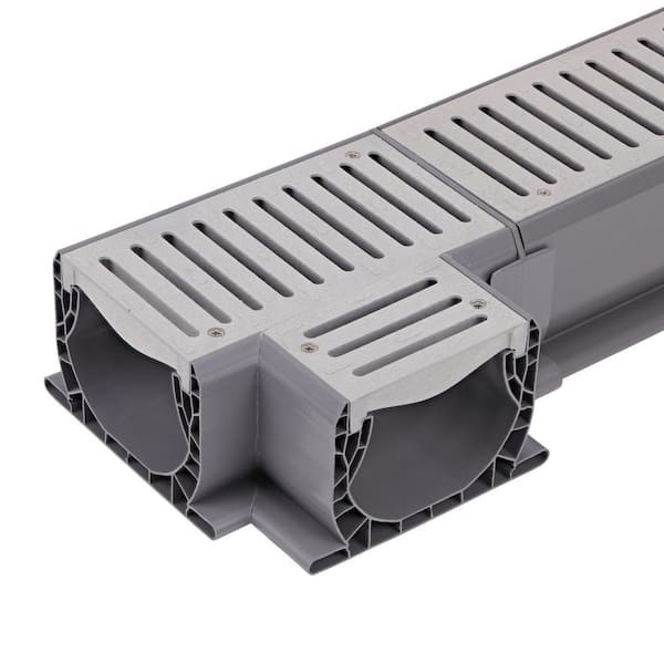 NDS Spee-D Polyethylene Channel Drain Tee with Grate Gray PVC Drain Intersection gallery