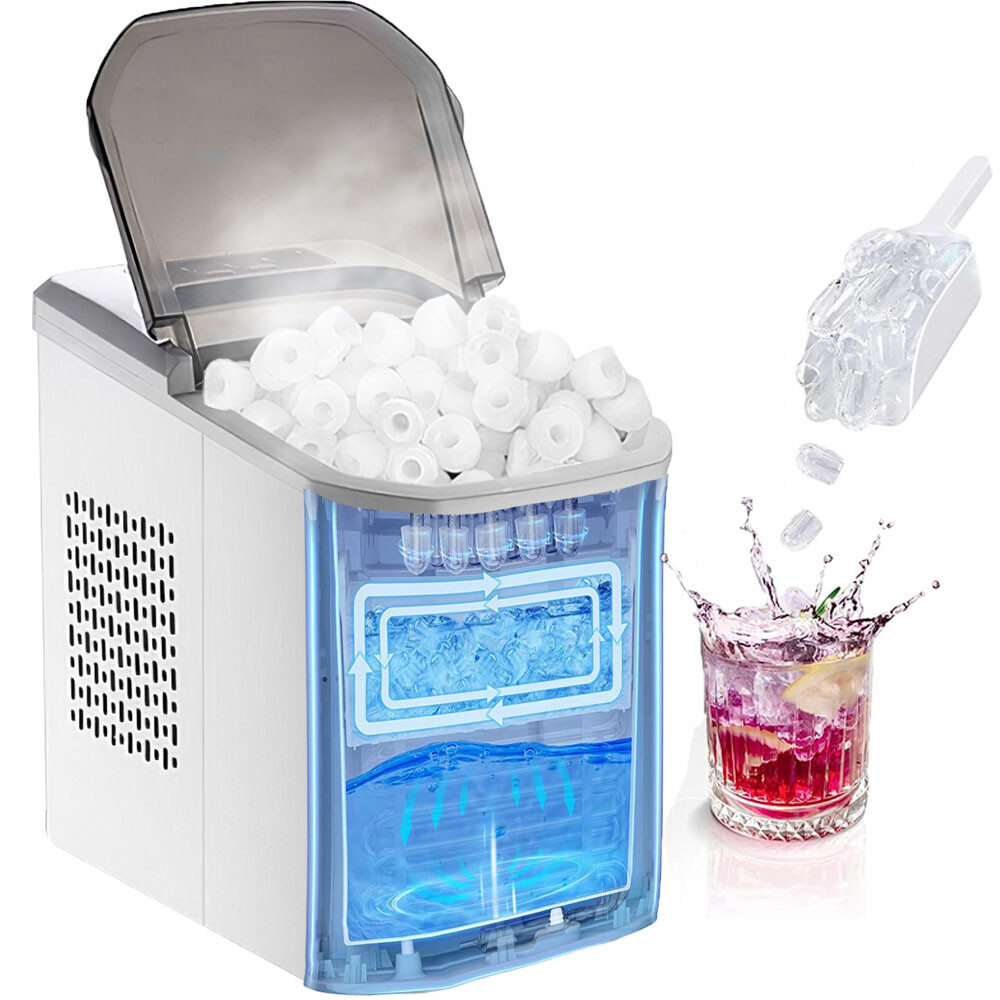 33LBS/24Hrs Countertop Ice Maker Machine Handle 9 Cubes Ready 6 Mins Self-clean gallery