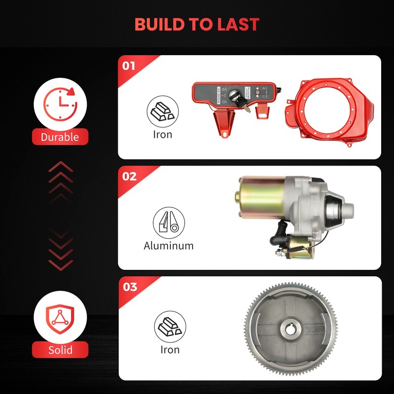 Electric Start Kit Starter Ignition Fan Cover Fit Honda GX160 GX200 Flywheel gallery