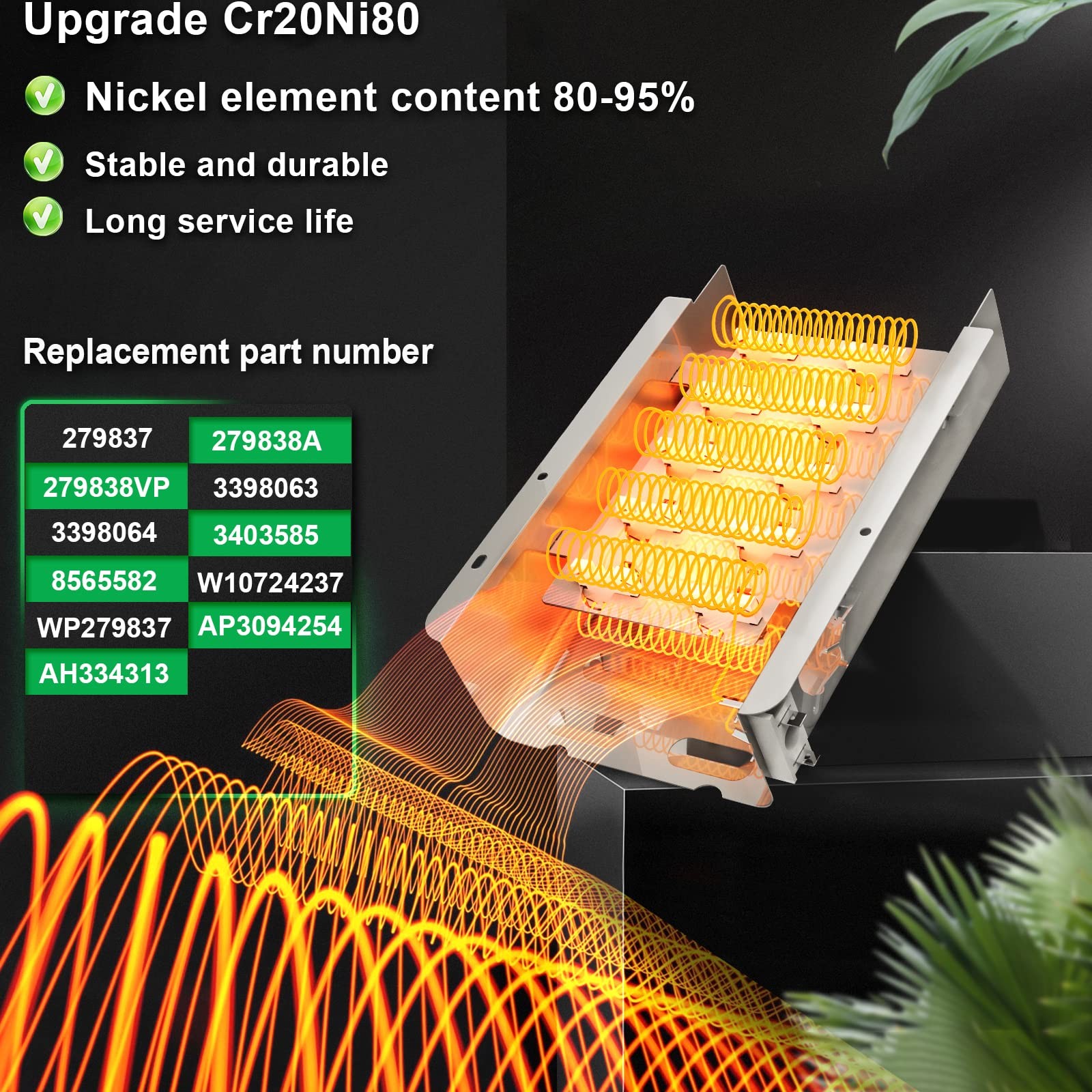Upgraded 279838 Dryer Heating Element Kit, 5400W 240V, Compatible with Whirlp... gallery