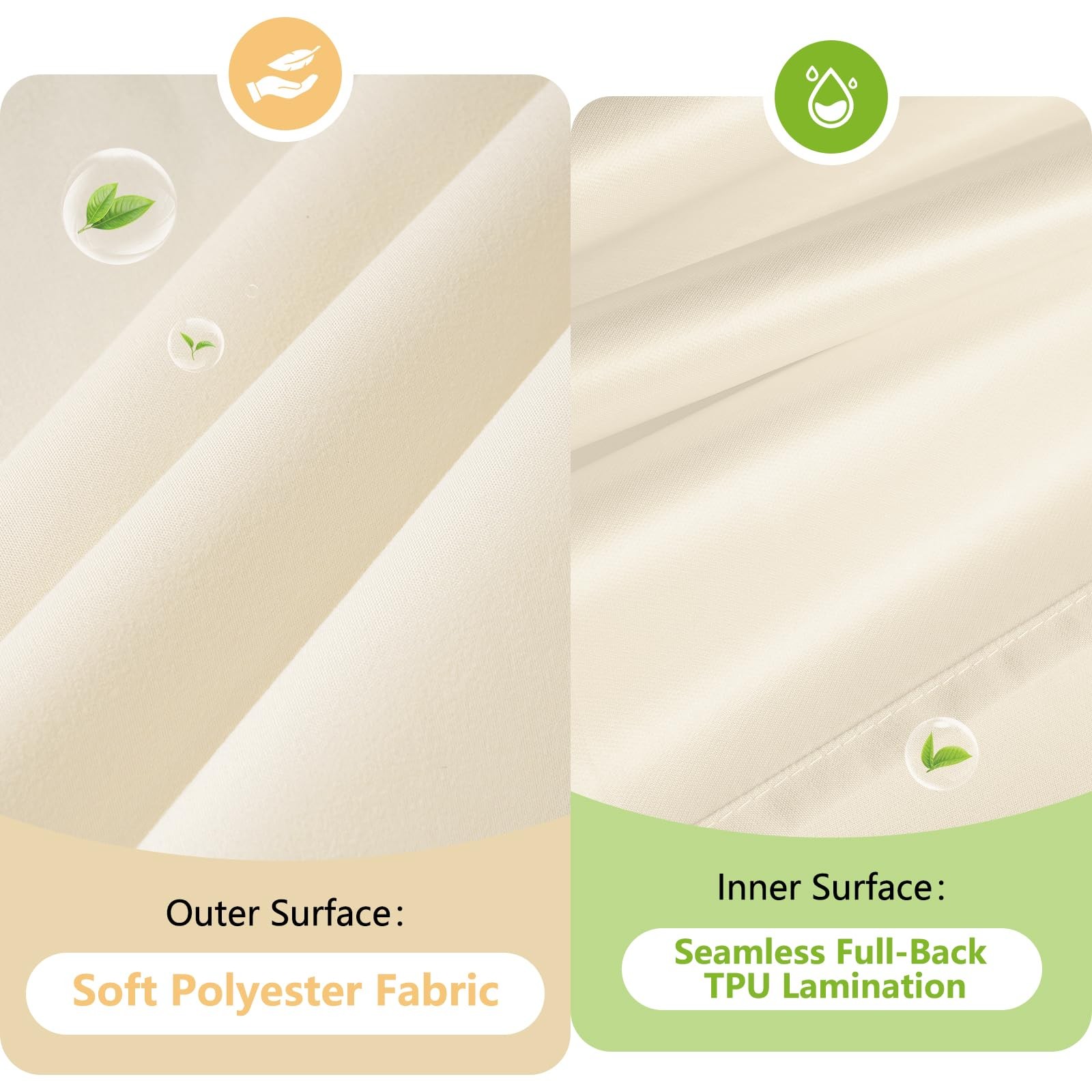 2 In 1 Microfiber Shower Curtain Waterproof Lining 72x78 Inch Cream Magnets gallery