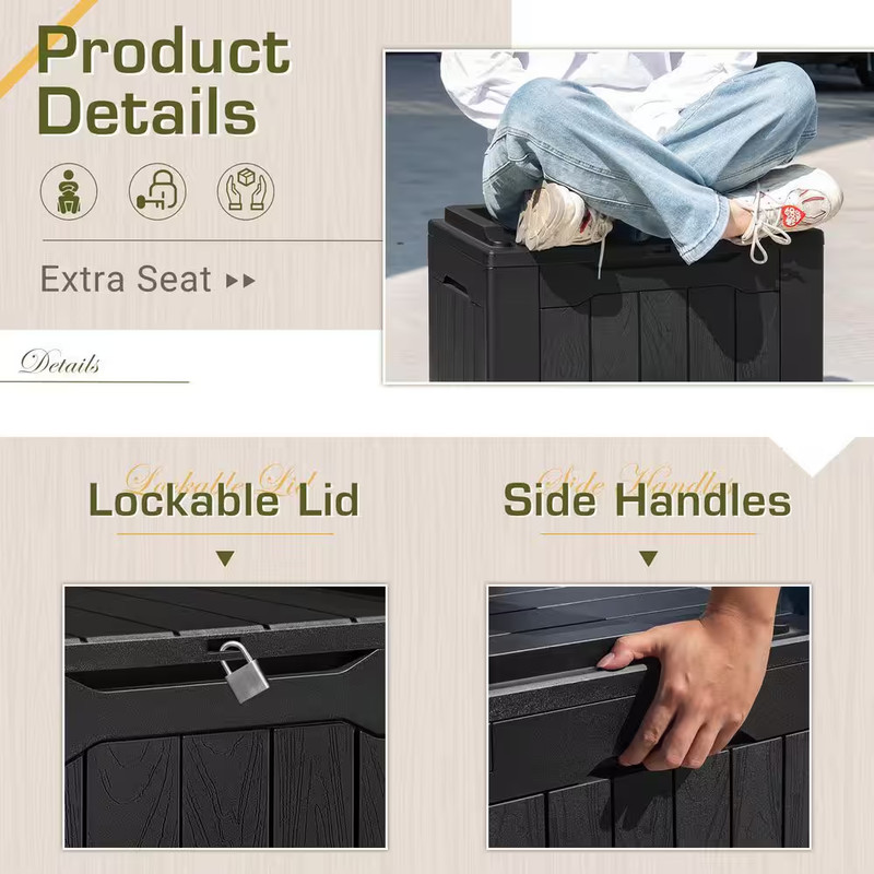 32 Gal. Lockable Resin Outdoor Deck Box for Package Delivery, Black gallery