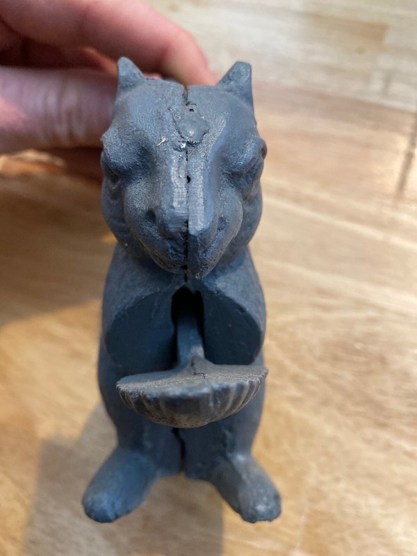 Squirrel Nutcracker Nut Cracker Cast Iron Metal Hefty Patina Collector Holidays gallery