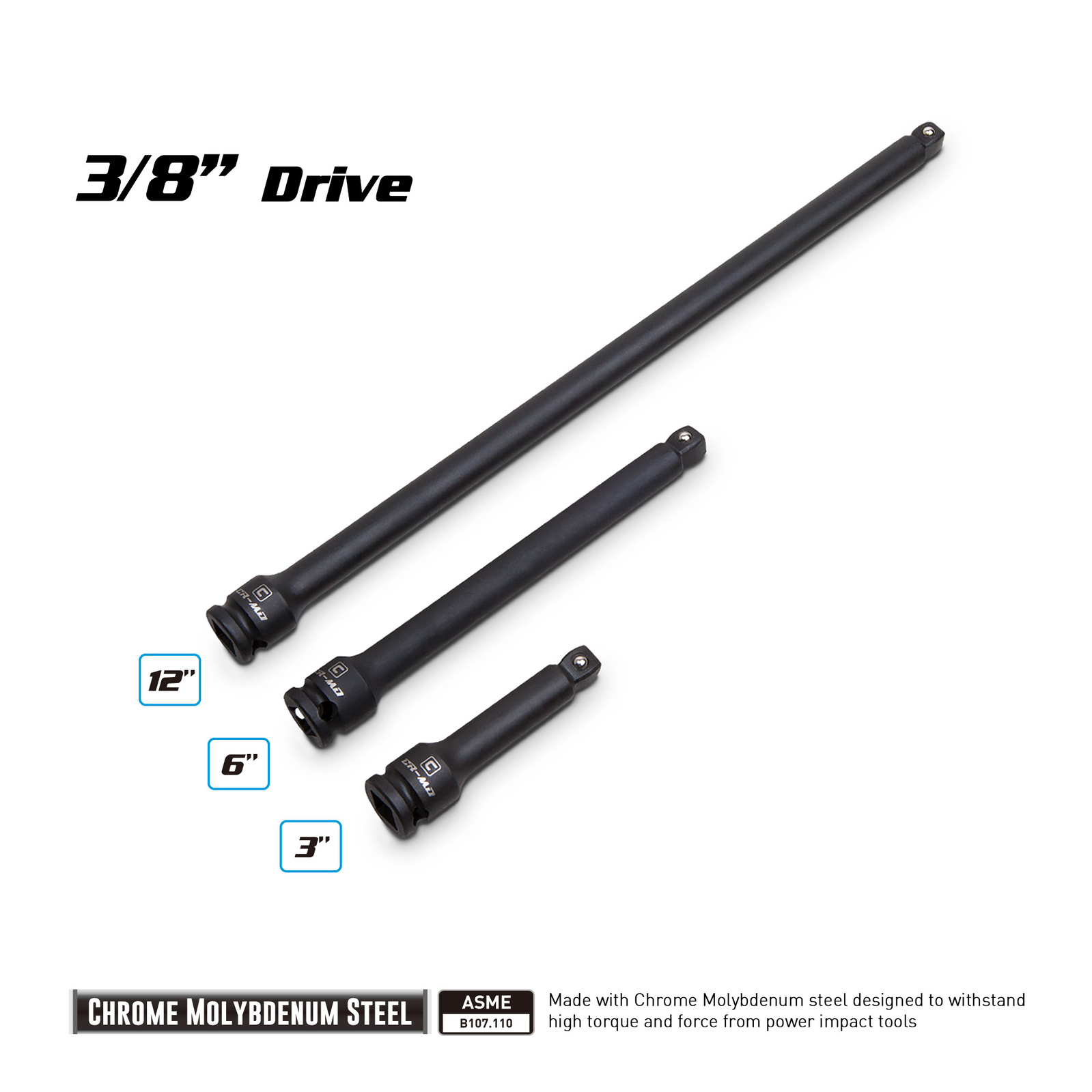 Capri Tools 3/8-Inch Drive Wobble Impact Extension Bar Set, CrMo, 3-Piece gallery