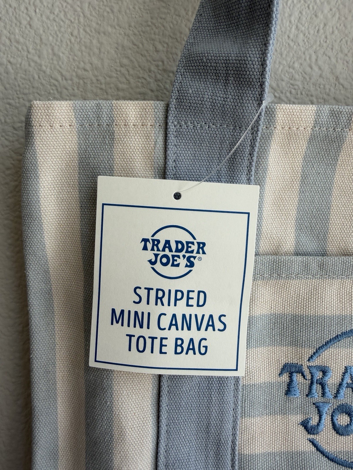 Trader Joe’s 2026 Striped Mini Pastel Canvas Tote Bags - Blue - READY TO SHIP gallery
