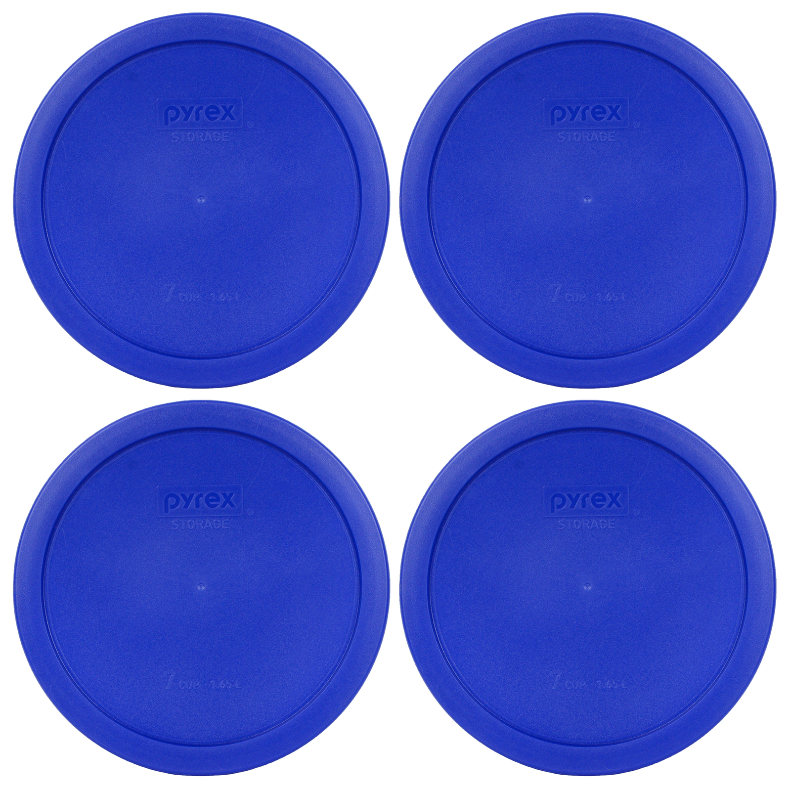 Pyrex 7402-PC 6/7 Cup Cadet Blue Round Plastic Storage Lid 4PK for Glass Bowl gallery