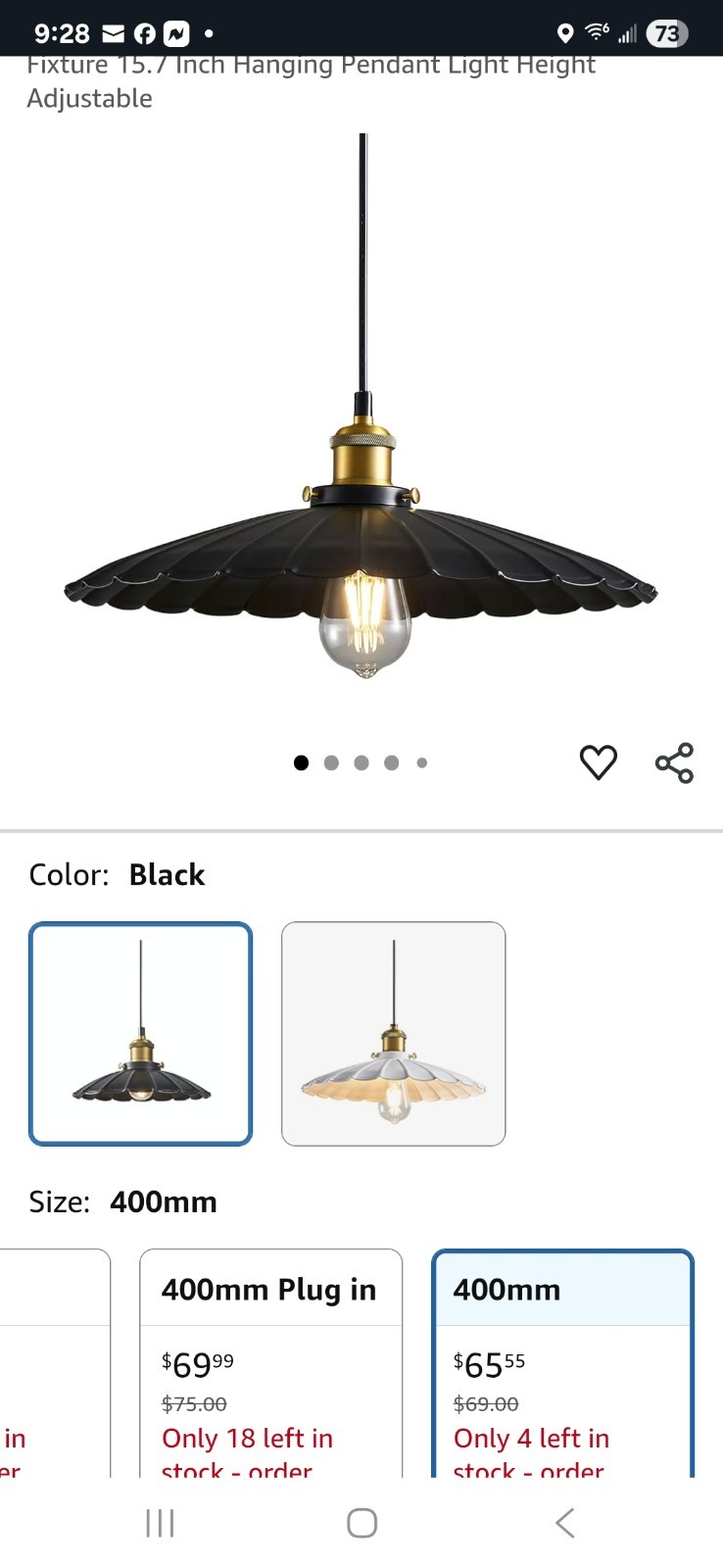 Pendant Lights Fixture, Metal Pleated Lampshade 15.7 Inch Island Pendant Lights gallery