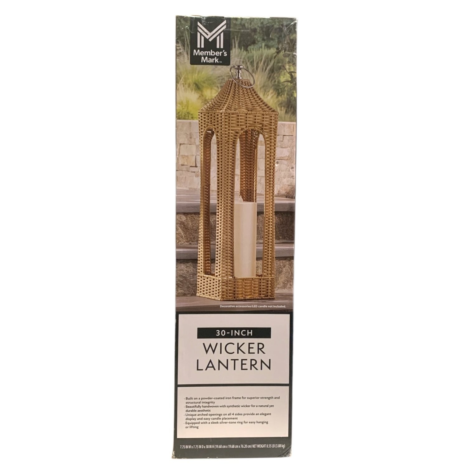 Member's Mark 30-Inch Wicker Lantern, Handwoven Synthetic Wicker for LED Candles gallery