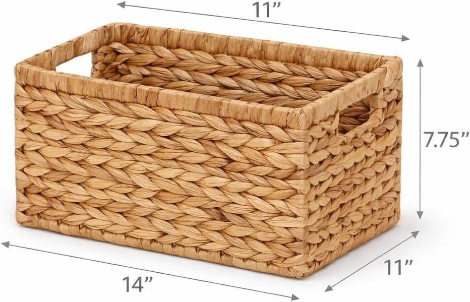 Water Hyacinth Storage Baskets Set 6; Woven Shelf Organizer gallery